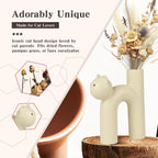 Cat Vase for Flowers, Ceramic Cat Desk Decor for Home & Office, Minimalist Flower Vase for Dried Plants, Cat Lover Gifts for Women, Cat Mom Gifts, Gifts for Cat Lovers, Cute Home Decor Small Vase