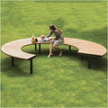 Garden Outdoor Benches Chair, Circular Park Seats, Modern Circular Anti-Corrosion Wooden Benches with Steel Frames Seat