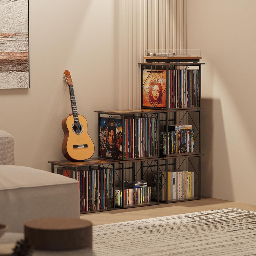 Record Storage Holder for 70-100 Lps, Vinyl Records Holder for Display Albums, Vinyl Record Shelf Crate Organizer, Display Frame for Albums, Magazine, Book, File, for 12" Turntables
