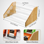 NiHome 4 Layer Tea Bag Organizer, Bamboo & Plastic Tea Storage Holder | 4-Tier Design Tea Storage Organizer Offering Quick and Easy Access, Clear Dividers & Large Capacity, Easy to Assembly
