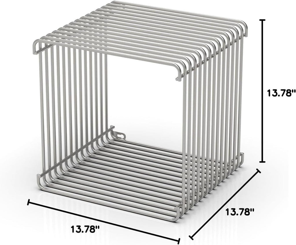 Chrome Side Table, Metal Stainless Steel Side Table with Mirror Finish for Living Room Bedroom, Small Space-Saving Nightstand with Storage Shelf, Square Accent Table for Couch Office