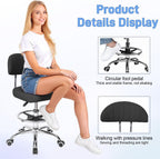 Height Adjustable Drafting Chair, Tall Office Chair with Backrest and Foot Rest, Swivel Rolling Stool, Ergonomic Computer Chairs, for Home Office Studio Dental Salon, 220 lbs Black