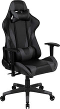 Flash Furniture X20 Gaming Chair Racing Office Ergonomic Computer PC Adjustable Swivel Chair with Fully Reclining Back in Gray LeatherSoft