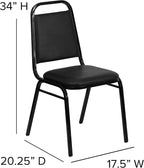 Flash Furniture Hercules Series Trapezoidal Vinyl Banquet and Event Chairs, Commercial Event Chairs with Padded Seats and Backs, Set of 4, Black