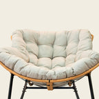 Modern Patio Rocking Egg Chair with Thick Cushion and Rattan Wicker Frame, Indoor Outdoor Lounge Chair with 360° Swivel Comfort, Heavy-Duty Metal Base for Bedroom Living Room Porch Garden (Beige)