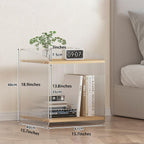 Acrylic and Wood End Table with 2-Tier Storage, Side Table for Couch Dinner Coffee Drink Table TV Snack Tray Modern Minimalist Nightstand for Living Room, 18.9 Inch, Clear (Wood)
