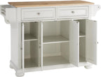 Crosley Furniture Alexandria Wood Top Rolling Kitchen Island Storage Cart, Microwave Stand, Spice Rack, White