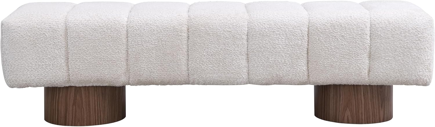 Christopher Knight Home Manila 64" Upholstered Ottoman Bench, Rectangular Dining Seat, Spacious Seating, Long Footstool, Boucle Dining Bench for Living Room Dining Room, No Assembly Needed, Beige