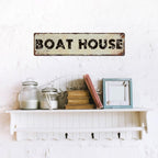 Retro Boat house Metal Tin Sign 4x16 Inch, Country Style Theme Wall Decor for Home, Farmhouse