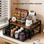 Tea Bag Organizer with 8-Compartment Mesh Drawer, Rustic Brown | Wood & Metal Holder, Spacious Storage Capacity, Smoothly Sliding Drawers, Divided Compartment Storage, Multi-Scene Use