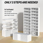 GCCSJ 9 Tiers 36 Pairs Foldable Shoe Rack Organizer, Plastic Collapsible Shoe Shelf, Folding Shoe Box Storage Cabinet with Magnetic Clear Door Easy Assembly