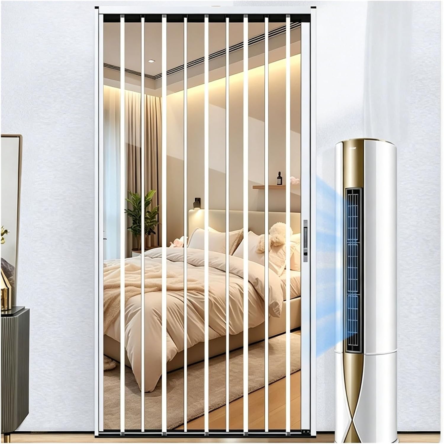 Accordion Door for Kitchen Bedroom, Folding Room Divider Aluminum Frame, Interior Privacy Door for Laundry Closet Pantry Separation(24x78in(61x198cm))