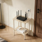 THUMEYE 2-Tier Side Table 20.6”H, Space-Saving Small Nightstand with Solid Wood Legs, Tool-Free Assembly, Suitable for Reading Chair, Bedside, Balcony, 15.7”D x11.8”W, Imitated Oak Grain