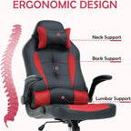 Adjustable Armrest PC Game Chair, Red, PU Leather Swivel Racing Style Chair with Lumbar Support, Ergonomic Rolling Office Desk Chair, High Back, 250 lbs Weight Capacity