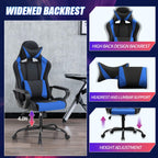 Gaming Chair, Computer Racing Chair Ergonomic Office Chair Video Game Chairs for Adult Kids Teen Height Adjustable Reclining Chair with Lumbar Support Armrest Headrest Swivel Chair Game Chair, Blue