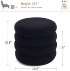 19.5 Inch Round Storage Ottoman, Modern Sherpa Ottoman Coffee Table with Removable Top, Black Vanity Stool with Storage for Bedroom, Living Room, Dorm, Set of 2