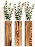 Wall Vases Set of 3 with Artificial Plants Wooden Hanging Planter Vases for Farmhouse, Modern & Rustic Home Decor Living Room, Bedroom, Kitchen, Office Decoration with Faux Greenery