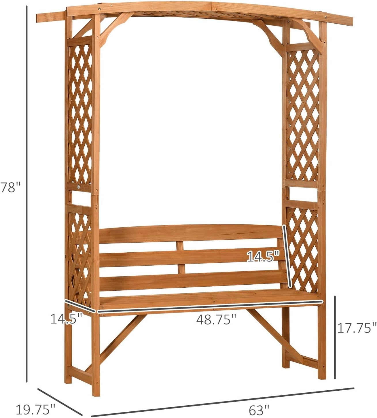 Patio Garden Bench for 2 Person for Vines/Climbing Plant, Brown