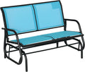 Outdoor 2-Seater Glider Loveseat - Steel FFor rame, UV-Resistant Blue Sling Fabric, Quick-Drying, 47.25" L x 27.5" W x 33.5" H, 440lb Capacity