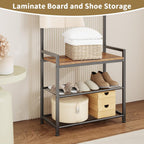Coat Rack Hall Tree with Shoe Storage, Entryway Hall Tree Storage Bench, Wood Look Accent Furniture with Metal Frame, 3-in-1 Design, Rustic Brown | 7 Movable Hooks, 330lb Weight Capacity, Anti-Tip Design, Adjustable Feet, Fits Small Spaces
