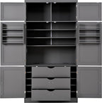 Ball & Cast 80″Tall Freestanding Kitchen Pantry Cabinet with 2 Power Outlets & 3 Large Drawers,41" W Versatile Farmhouse Pantry Storage Cabinet w/Adjustable Shelves and Door Shelves,for Kitchen, Grey