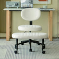 White Velvet Cross Legged Office Chair 360° Swivel Meditation Kneeling Chairs with Wheels, Height Adjustable Seat ADHD Chair, Ergonomic Wide Kneeling Chair with Back Support, Leg Rest