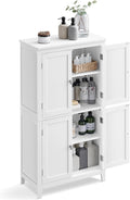 VASAGLE Floor Storage Cabinet, Freestanding Storage Unit with 4 Doors, Adjustable Shelves, 11.8 x 23.6 x 43.3 Inches, for Entryway, Bathroom, White UBBC552P31