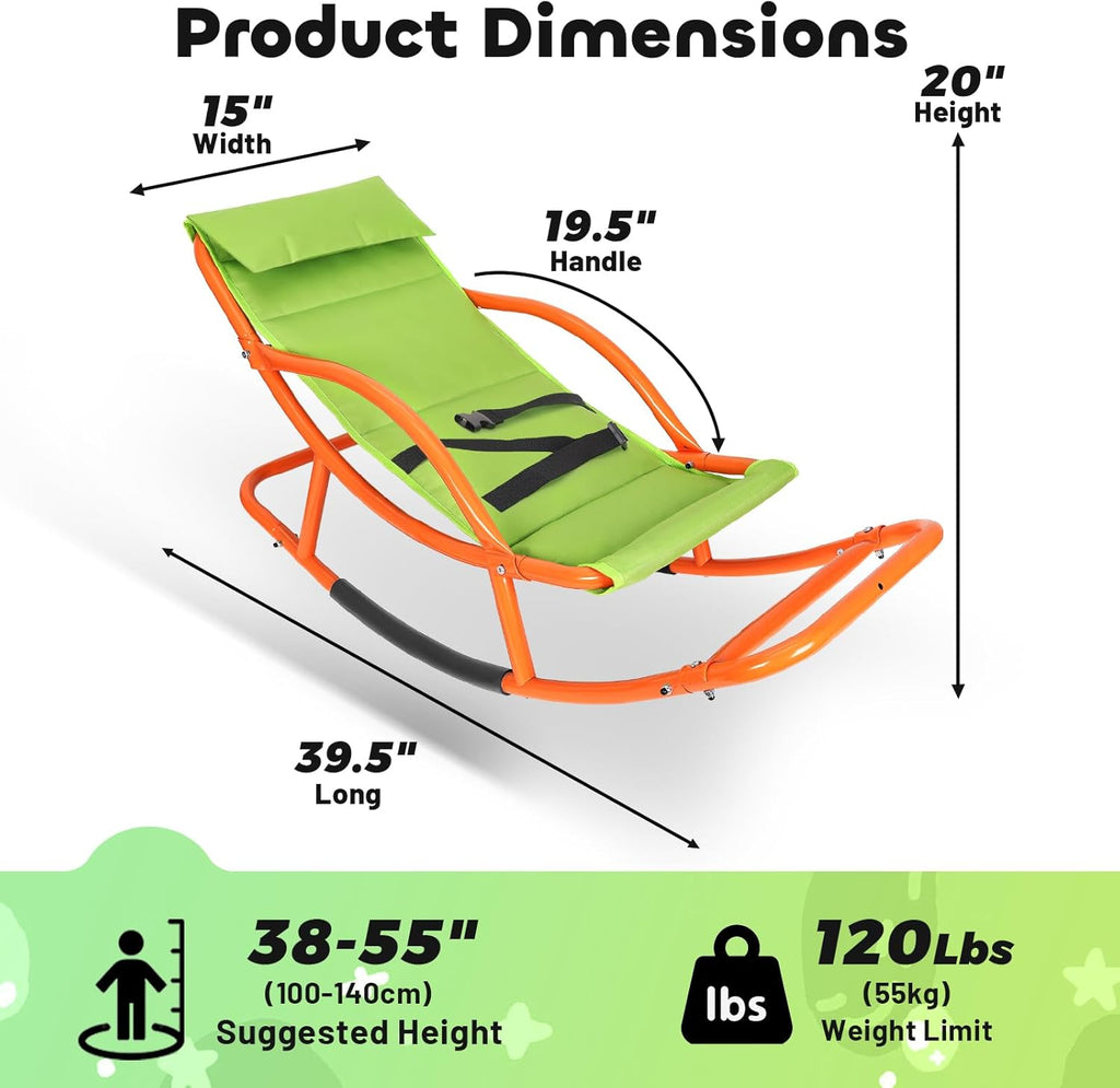 Kids Sensory Rocking Chair for Children Under 55 Inches Tall, Autism and ADHD Balance Seat Helps Kids Relax, Focus and Play, Comfortable Indoor & Outdoor Rocker for Bedroom, Nursery and Sensory Room