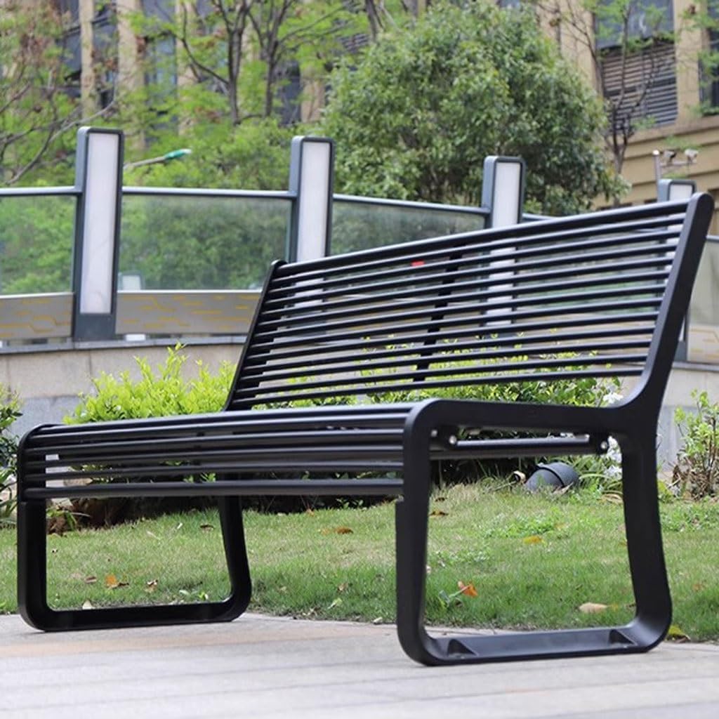 Patio Benches for Outdoors Park Outdoor Bench Square Community Double Backrest Iron Leisure Seat Garden Benches for Outdoors