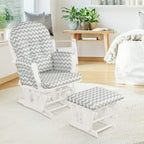 Nursery Rocking Chairs Nursery Glider Rocking Chair Wood Baby Rocker with Ottoman Cushion Upholstered Nursing Chair with Padded Arms (Stripe)