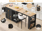78"-49" Extendable Rolling Kitchen Island with Extended Dining Table, Mobile Kitchen Storage Islands with Storage Drawers, 2-Tier Storage Shelf,Black