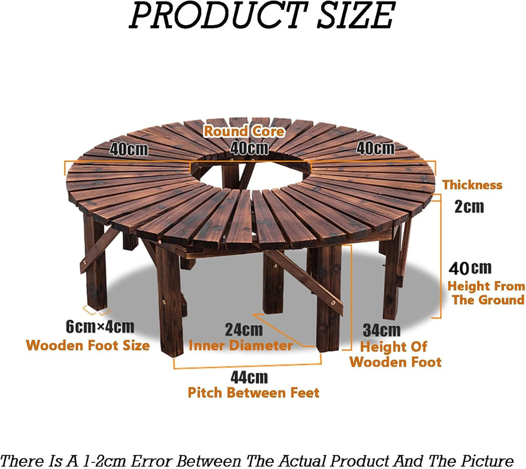 2 Pieces Semicircular Design Outdoor Benches,Wooden Curved Bench Weatherproof Outdoor Benches