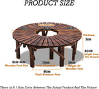 Wooden Curved Benches,Tree Bench Wrap Around Semi Circle Park Tree Bench Seat,for Yard/Porch/Lawn/Patio