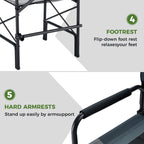 EVER ADVANCED 30.7" Seat Height Tall Directors Chair with Side Table, Foldable Bar Stool & Camping Chair for Makeup Artist, Sports Events and Craft Shows, Supports 350lbs, Grey/Black