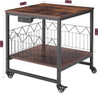 Mini Fridge Stand Heavy-Duty Metal Frame | Built-in 1 USB + 1 Type-C + 2 AC Outlets Rolling Fridge Cart for Dorm, Office, Bedroom | Adjustable Feet & Movable Drawer 19.7" W/D x 22.7" H