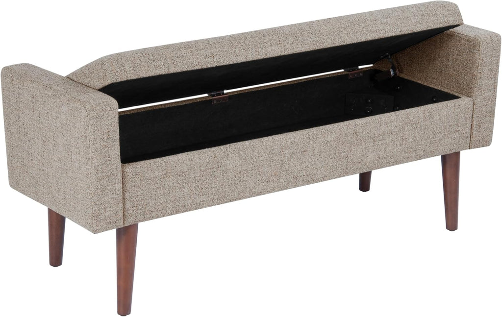 HomePop Fulton 48" Storage Bench - Midtone Gray Fabric