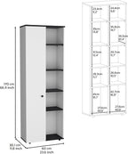 Compact 67" Kitchen Storage Cabinet, 10 Shelves, White & Black, Pantry Organizer