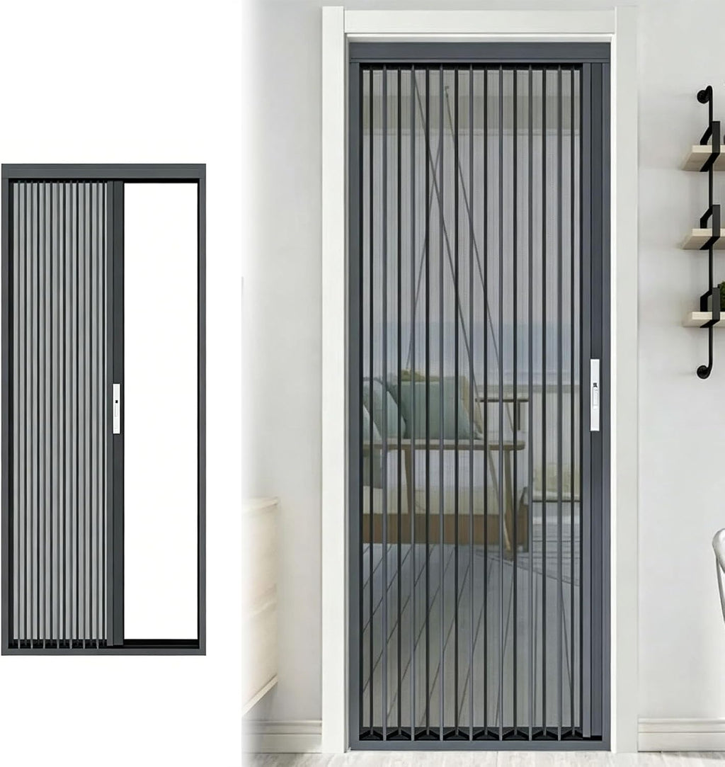 Sliding Door for Entryway Front Door Bedroom Office, Space-Saving Folding Door for Porch Balcony, Room Divider No-Drilling Retractable Door with Lock(95x203cm(37x80in))