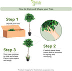Nearly Natural 4ft Triple Trunk Ficus Silk Tree with Natural Wood Trunks and Dense Foliage, Mid-Size Faux Floor Plant for Home and Office