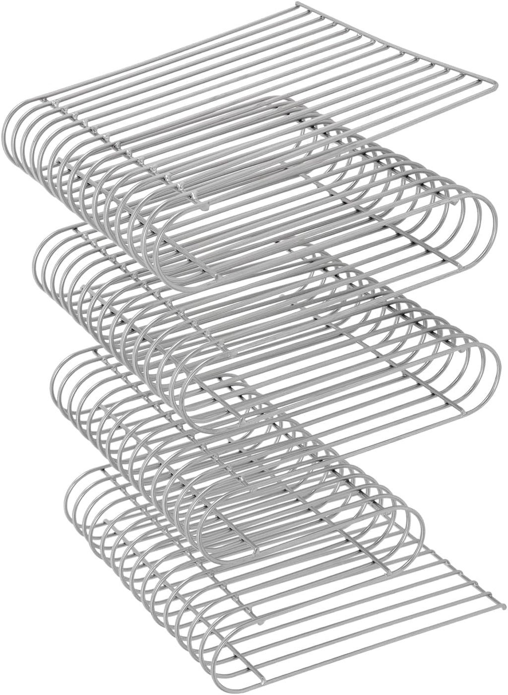 Metal Side Table,Creative Shape Bedside End Table with Magazine Rack,Wire Cube Storage Rack,Multi-Purpose Desktop Shelf for Compact Spaces,Living Bedroom Office Apartment (Silver, 16.92x11.8x11.8″)