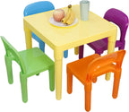 ZENY Kids Plastic Table and 4 Chairs Set, Multicolor Play Room Furniture for Reading, Train, Art, Crafts, Play