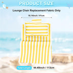 M METERXITY Beach Sling Chair Replacement Canvas, 16x44.5 Inch Folding Lounge Chair Fabric with Pillow for Beach/Sunbathing/Courtyard/Garden [Pinstripe Yellow, Only Replacement]