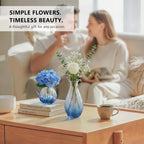 RUCKAE Glass Bud Vases Mini Flower Vase Small Vintage Vases for Centerpiece Table Wedding Decorations Home Decor Party(Gradient Blue 22 Pack)