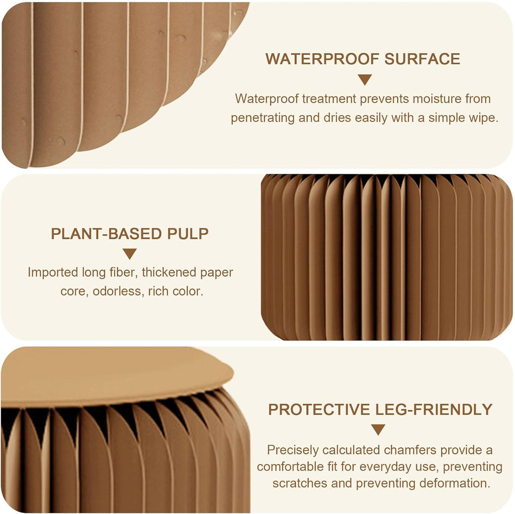 Pop Up Craft Paper Stool - Kraft Paper Material Portable Folding Stool - Honeycomb Design Strong Load-Bearing Capacity - Bench Various Shapes - Fashion Paper Design,Red,H:30CM/12IN/3 Seats
