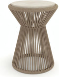 Penau Beige Rope Accent Side Table, Handwrapped Cylindrical Rope Design, Coastal Boho Accent Table for Living Room Bedroom Patio, 15.25 x 15.25 x 22.5 Inchs