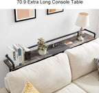 VECELO Narrow Sofa Table with Outlets & USB Ports, Industrial-Style Behind-Couch Table for Entryway, Hallway, Living Room, Bedroom, 55 Inch, Grey Oak