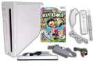 Wii Nintendo Console Bundle + Carnival Games Mini Golf Game Disc | White RVL-001 System Also Compatible w/Gamecube Games | Includes 1x Remote Controller, Nunchuck, Sensor Bar, Cables & AC Adapter (Renewed)