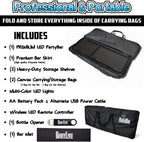 PartyLife Custom Premium Portable Bar Table w/LED Lights, Wireless Remote, Folding Legs, Black Fabric Bar Skirt, 2 Storage Shelves & 2 Carrying Bags | Commercial Grade | Strong & Sturdy