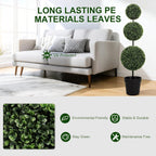 VIVATREES 3FT UV-Resistant Artificial Triple Ball Boxwood Topiary Set of 2, All-Weather Outdoor & Indoor Decor for Garden, Porch, Entryway