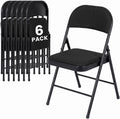 6 Pack Folding Chairs, Fabric Dining Chair Set with Padded Cushion and Back, Indoor Outdoor Seat for Home Office, Parties, Events, Wedding, Extra Guest Seating, Obsidian Black